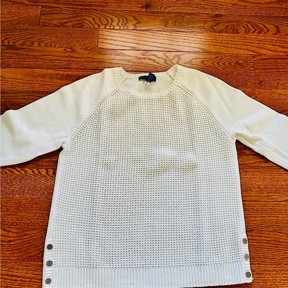 Sweater-White cotton acrylic very soft sweater. Karen Scott Macy’s